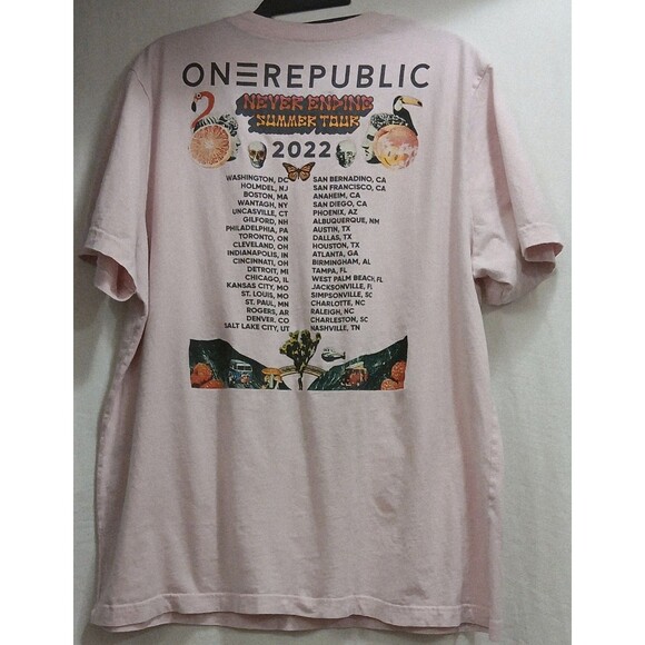 One Republic Never Ending Summer 2022 Tour Pink Double Sided Graphic T-Shirt XL - Picture 3 of 6